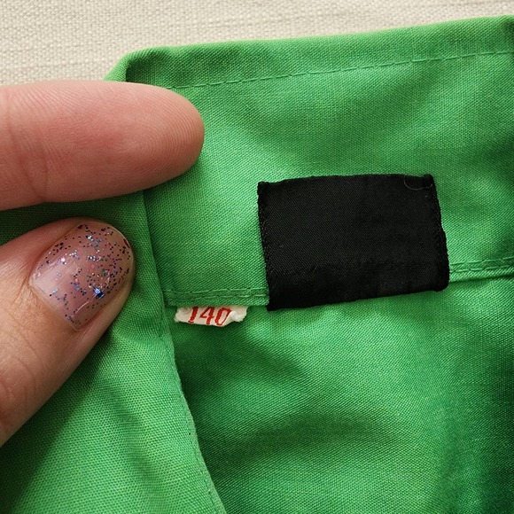 Vintage 70s Green Buttondown Shirt kids 10 - Picture 4 of 7